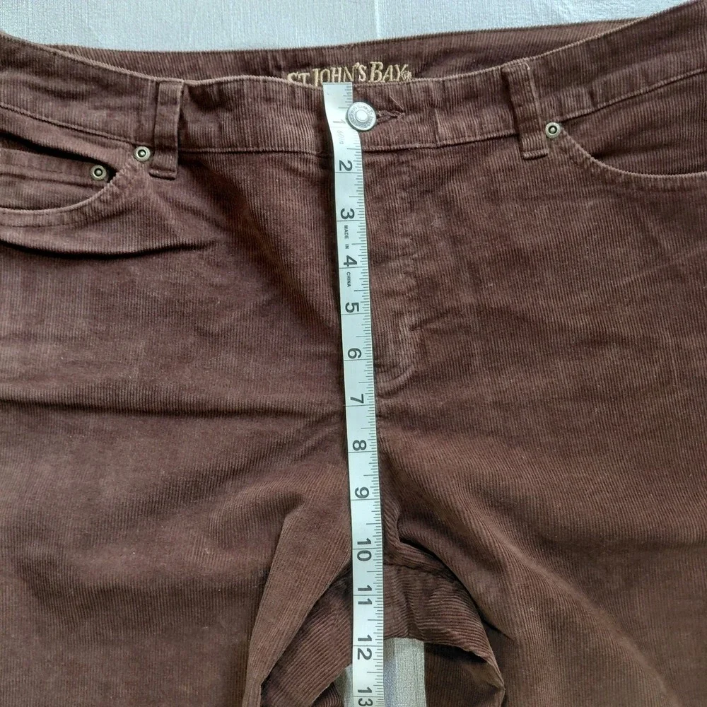 St. John's Bay Secretly Slender Bootcut Corduroy Pants Women's 10 Brown Mid Rise - Picture 9 of 13